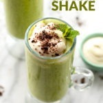 Mint-infused and guilt-free, this shamrock shake is topped with luscious whipped cream.