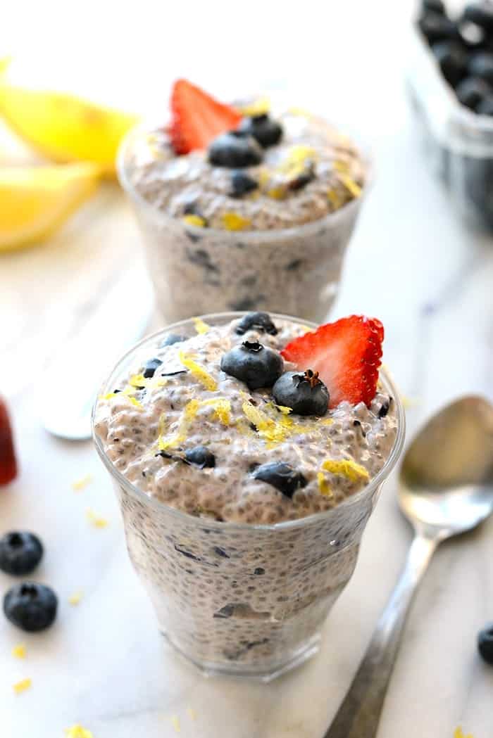 Two cups of chia seed pudding