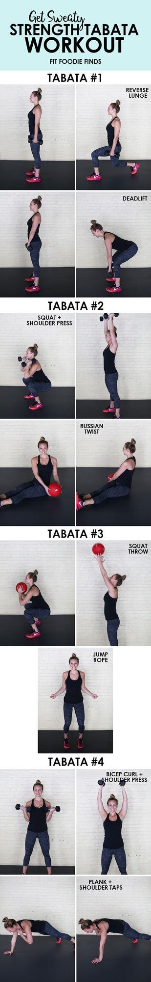 Get sweaty with this full-body strength tabata workout by mixing strength exercises with plyometrics! 