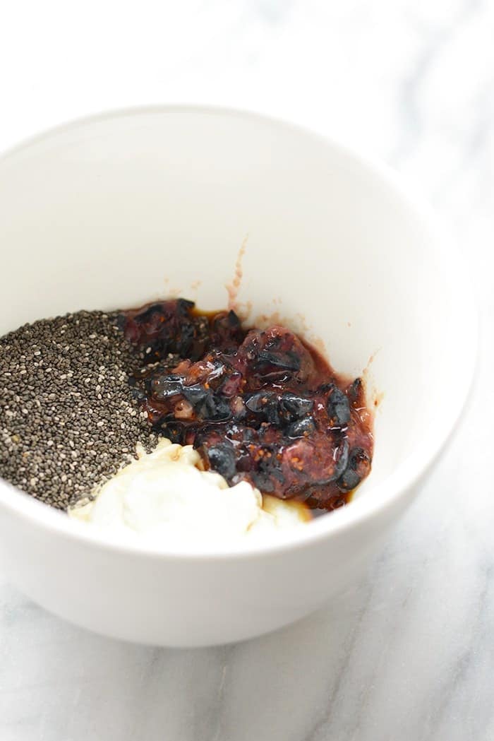 a bowl full of chia seed pudding ingredients 