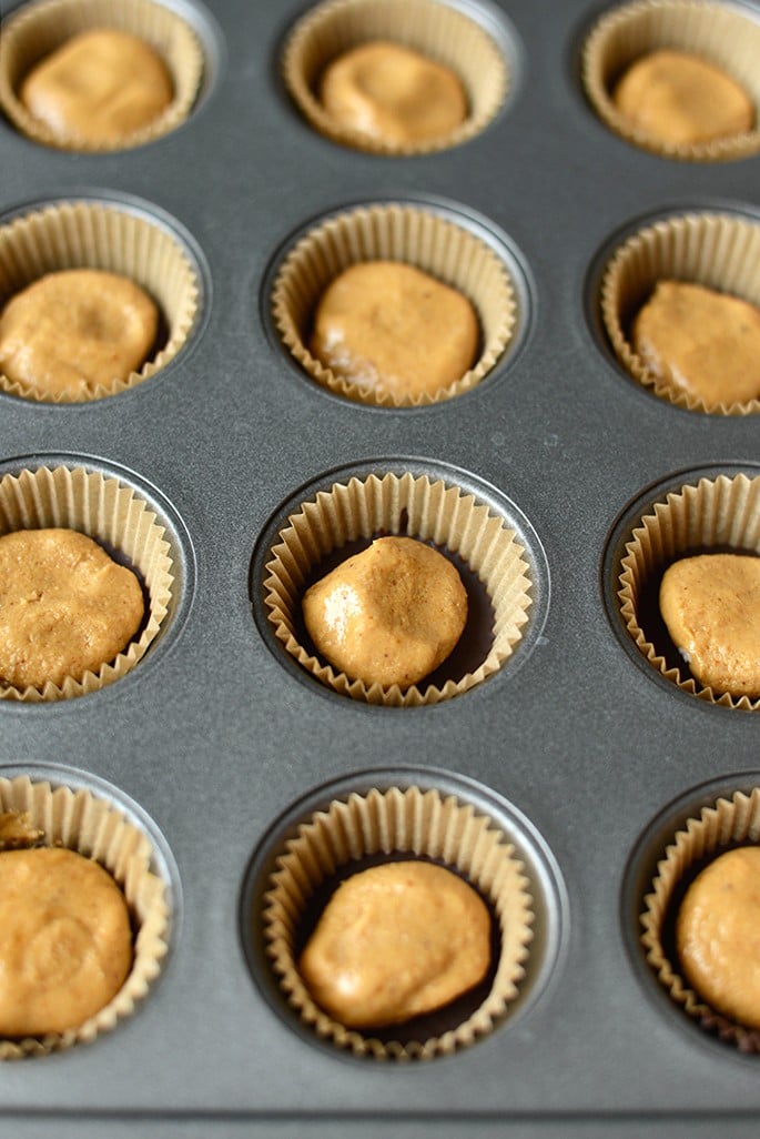 peanut butter cups in muffin tin.