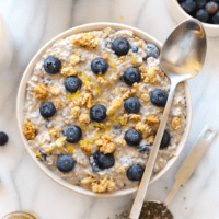 bowl of blueberry overnight oats