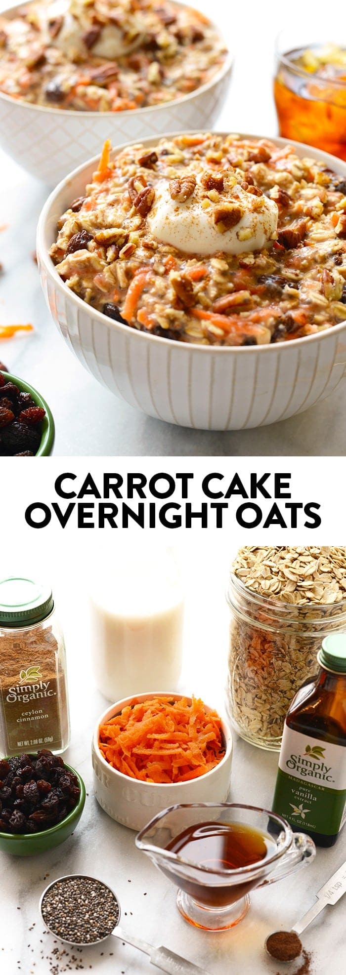 A full serving of veggies at breakfast? SURE WHY NOT! These carrot cake overnight oats will give you just that plus all of the delicious flavors of carrot cake! 