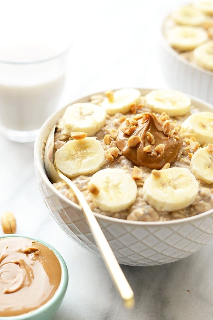 These peanut butter banana overnight oats combine all of your favorite flavors to make the most delicious, high-protein breakfast made in under 5 minutes!