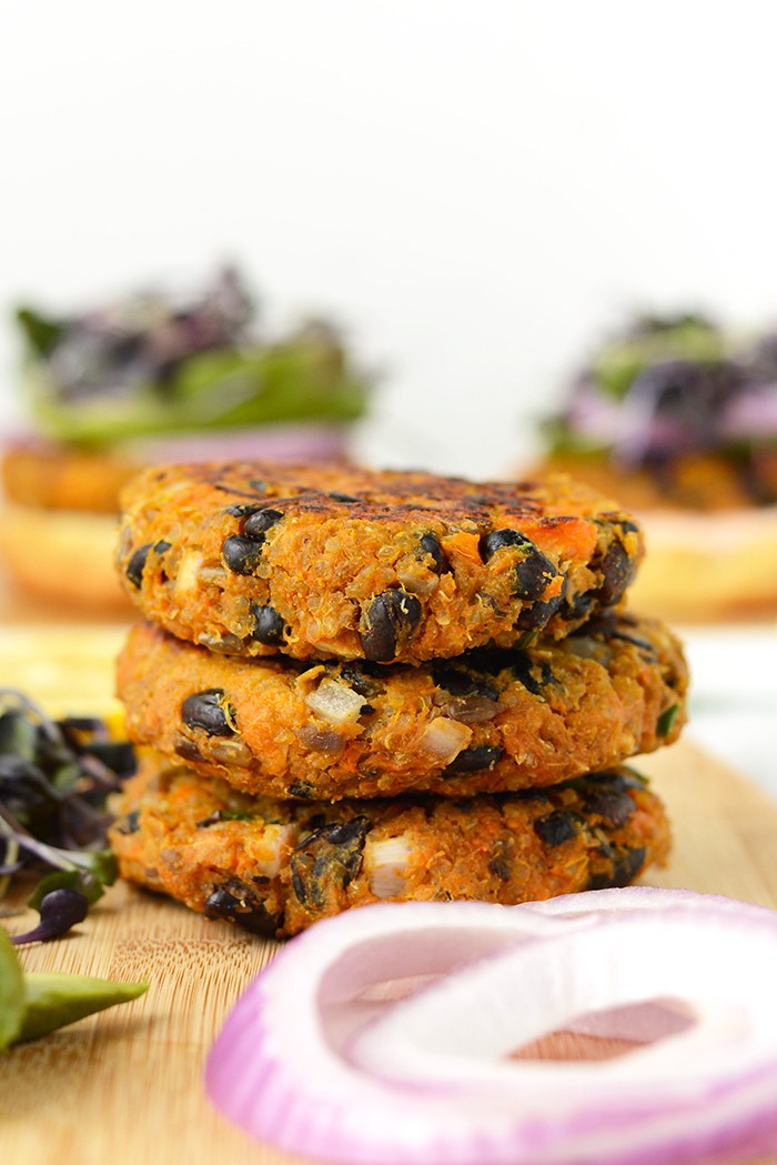 Quinoa Sweet Potato Burgers - Fit Foodie Finds