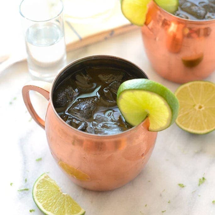 Moscow mule in copper mug