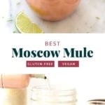 Moscow mule drink in copper mug
