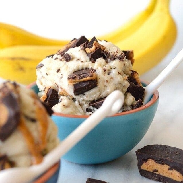 Peanut Butter Cup Banana Nice Cream - Fit Foodie Finds