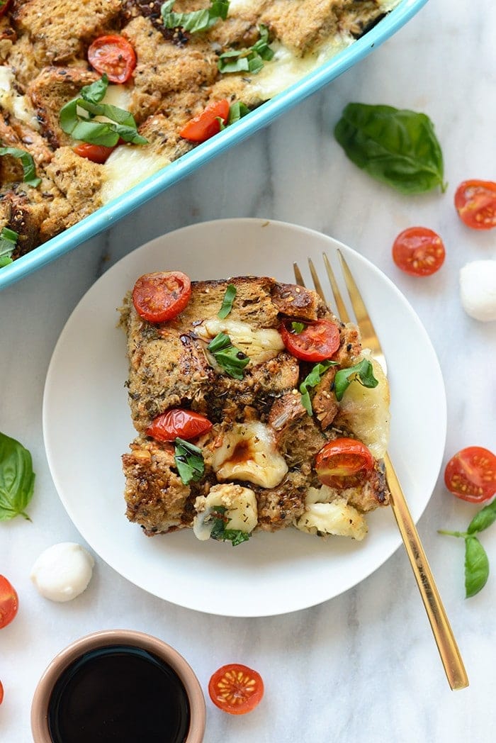 This Caprese Egg Bake recipe is a fusion between your classic egg bake and caprese salad making it the ultimate savory breakfast (lunch or dinner!). 