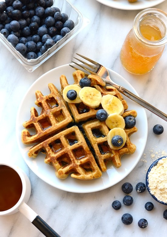 Healthy Blueberry Waffle Recipe (Whole Grain!) Fit Foodie Finds