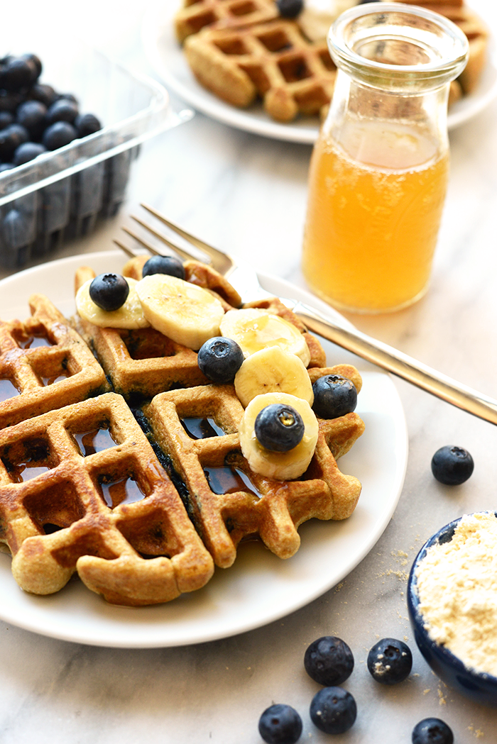 Healthy Blueberry Waffle Recipe - Fit Foodie Finds