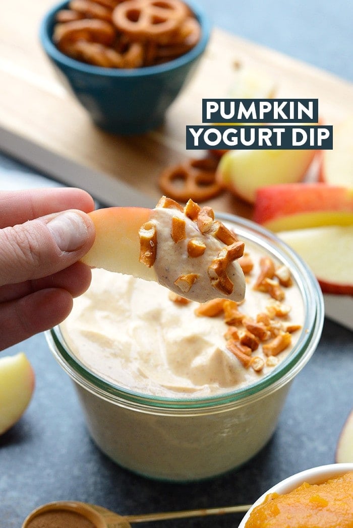 Got leftover pumpkin? Make this delicious pumpkin yogurt dip with just a few simple (and healthy) ingredients!