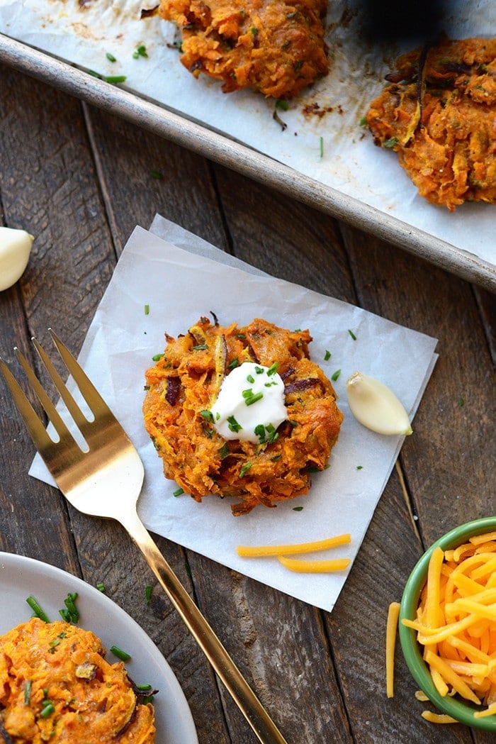 sweet potato hash browns fritters ready to be eaten