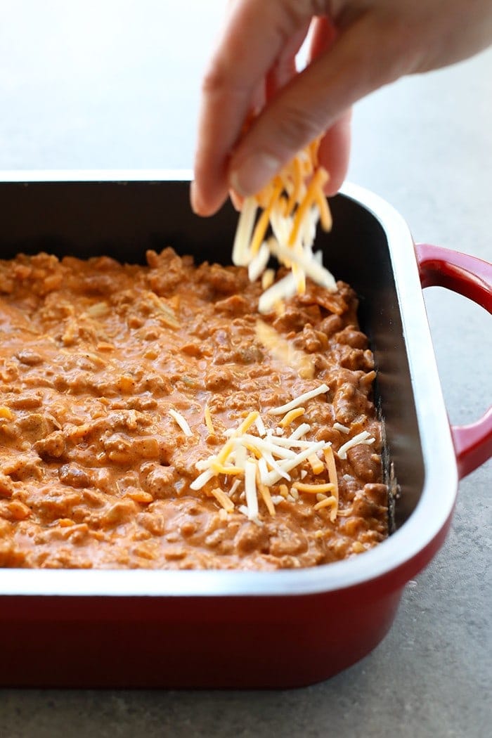 Healthy Crockpot Chili Cheese Dip {GF, Low Cal} - Skinny Fitalicious®