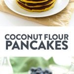 These Paleo Coconut Flour Pancakes are the best you'll ever make! They're made with just 4 main ingredients and a little coconut oil making them grain-free, dairy-free, and refined sugar free. A paleo pancake recipe that the kids will also enjoy.