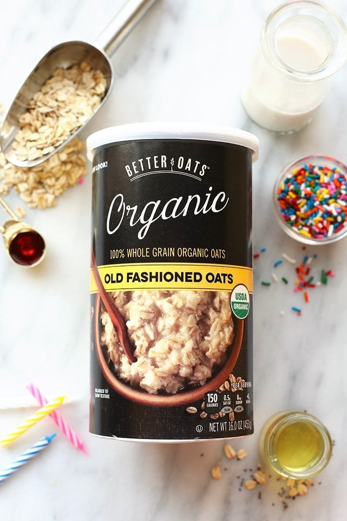 Celebrate your birthday the right way and start off with these HEALTHY Birthday Cake Batter Overnight Oats. They're prepped in less than 5 minutes and packed with healthy ingredients. 