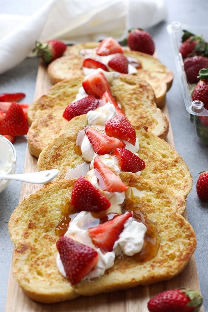 sourdough french toast with berries and whipped cream