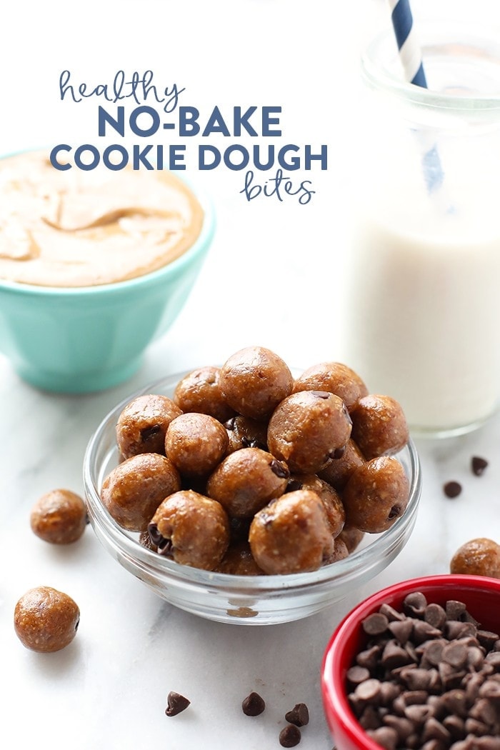 Going to the movies anytime soon? Make your own healthy no-bake cookie dough bites that are egg-free and made in less than 5 minutes! They're kid friendly and oh-so addicting. 