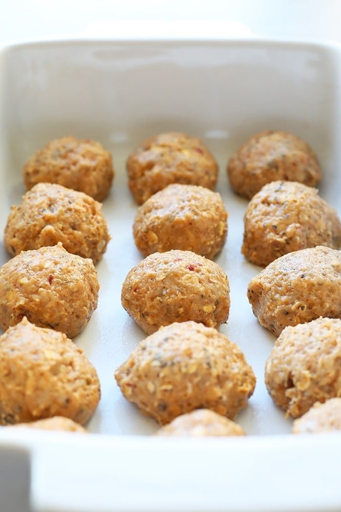 Meatballs in a baking dish