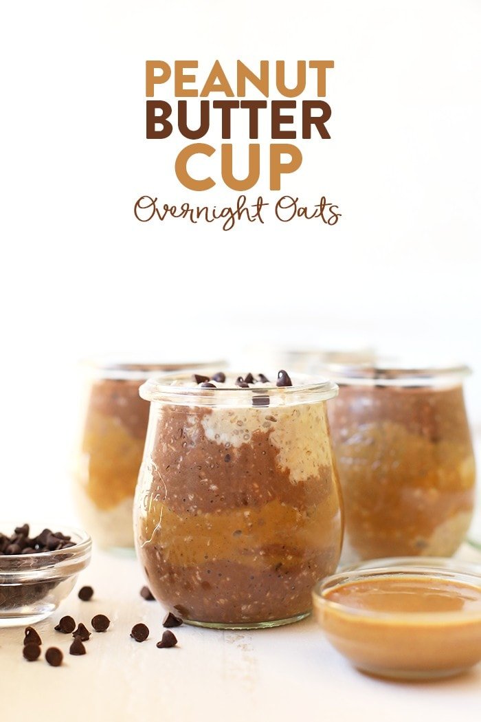 Spring is here and it's time to jump on the overnight oatmeal train! These vegan peanut butter cup overnight oats are easy to make, a time saver, and beyond scrumptious. 