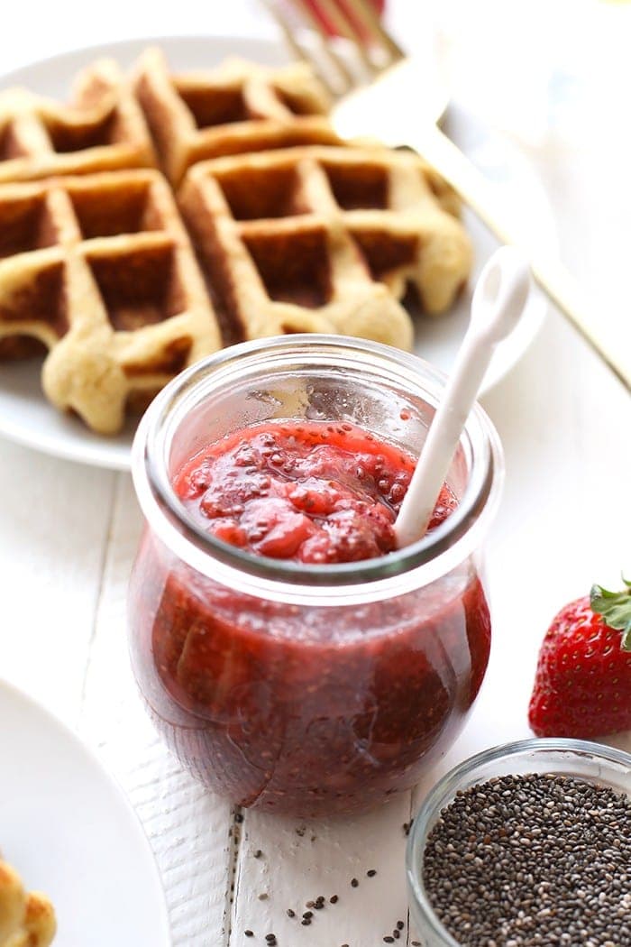 Chia compote in jar.