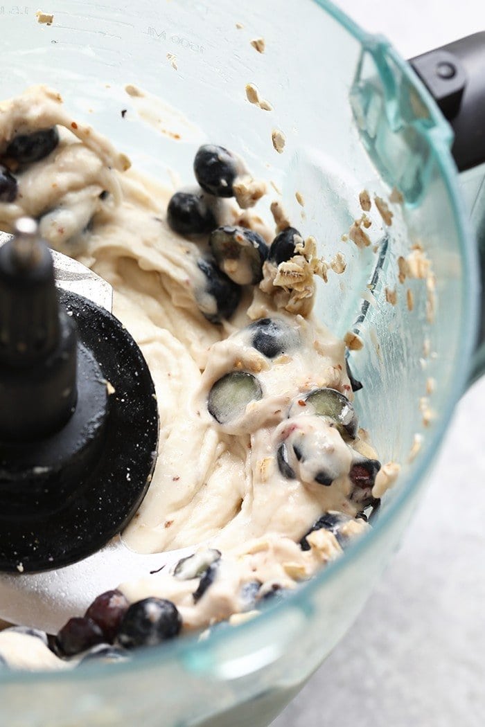 Cool off this summer with this Vegan Blueberry Muffin Banana Soft-Serve. It is naturally sweetened, delicious, and made with only six ingredients!