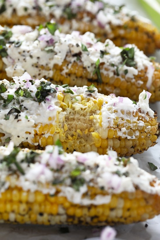 Mediterranean Grilled Street Corn - Fit Foodie Finds