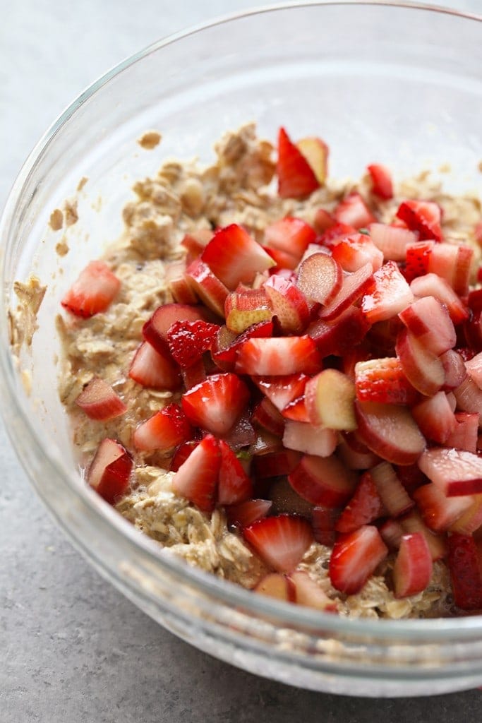 Strawberry Rhubarb Baked Oatmeal - Fit Foodie Finds