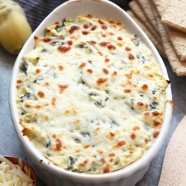 Baked Spinach Artichoke Dip (Lightened Up!) - Fit Foodie Finds