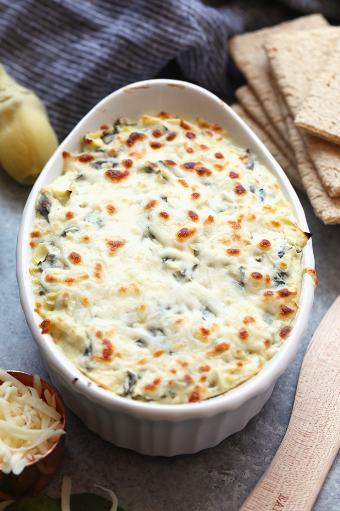 Lightened Up Spinach and Artichoke Dip - Fit Foodie Finds