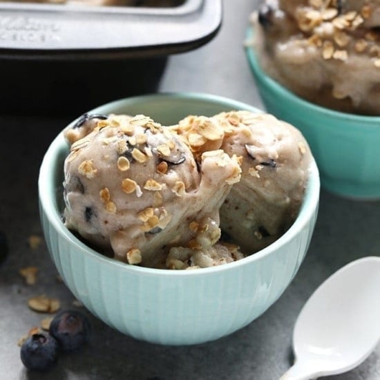 Blueberry granola ice cream with a soft-serve twist.