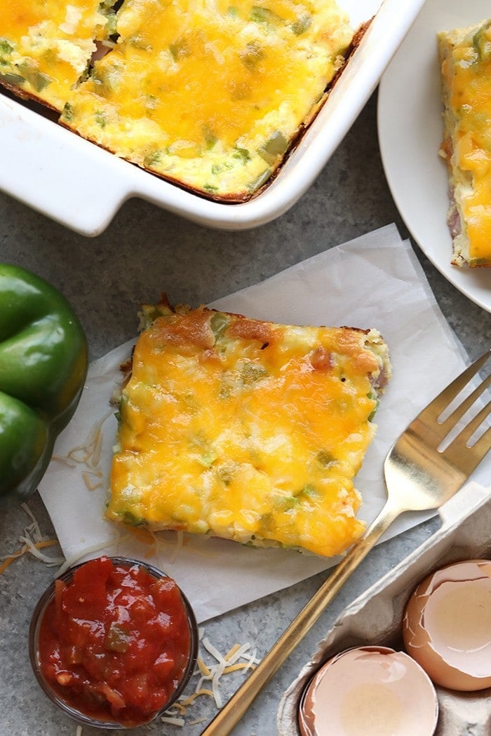 Healthy Denver Omelet Egg Bake to Serve a Crowd | Fit Foodie Finds