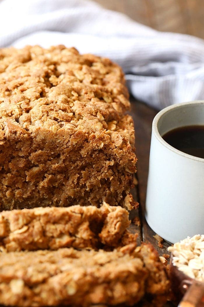 pb apple bread with coffee