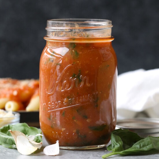 tomato basil sauce in a jar