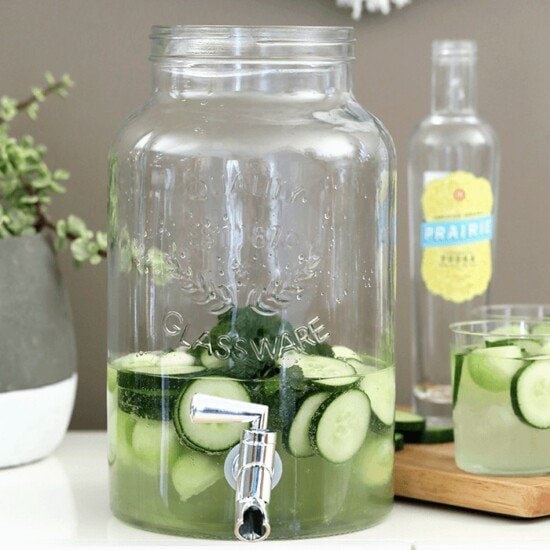 a jug filled with Cucumber vodka.