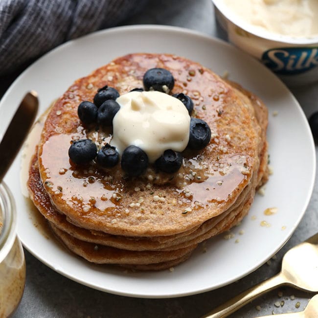 Vegan Banana Pancakes (with whole wheat flour!) - Fit Foodie Finds