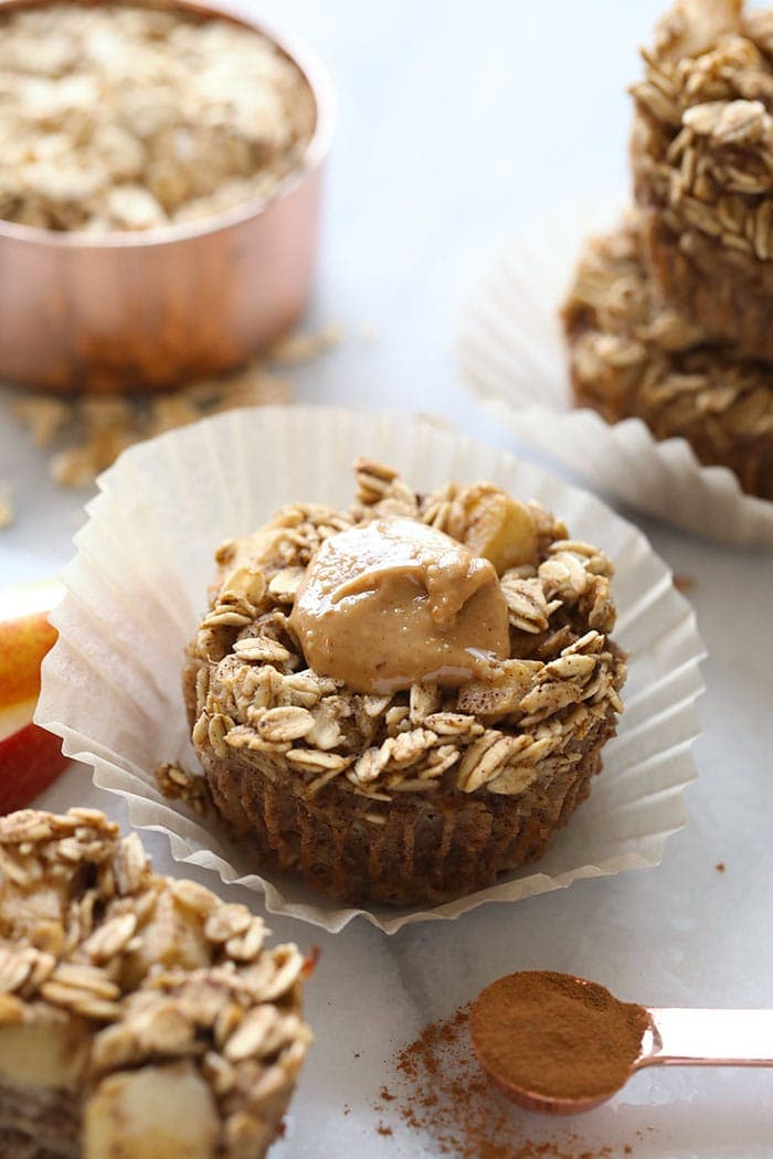 apple oatmeal cups with peanut butter