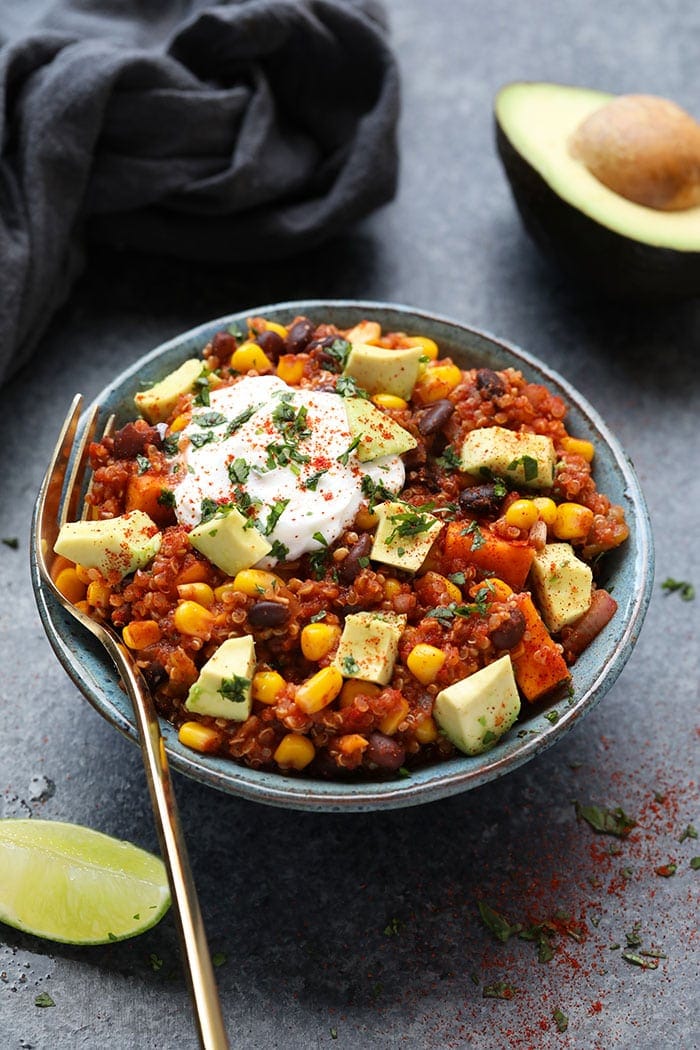 Healthy Slow Cooker Sweet Potato Mexican Quinoa (Vegan 