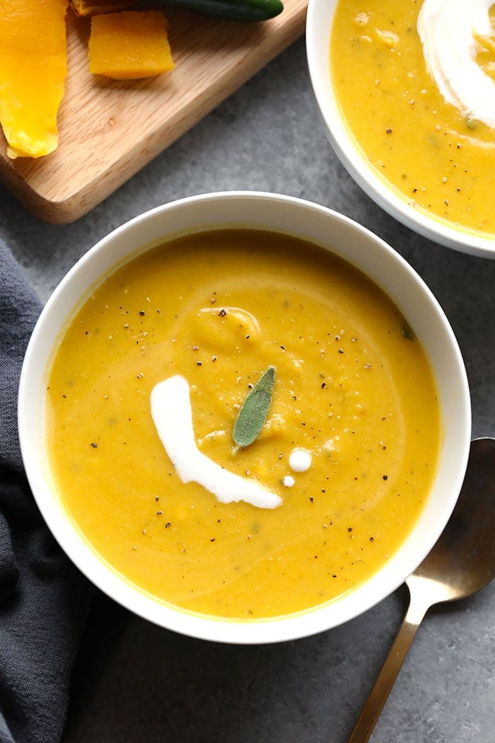 Spicy Roasted Butternut Squash Soup (naturally vegan!) - Fit Foodie Finds