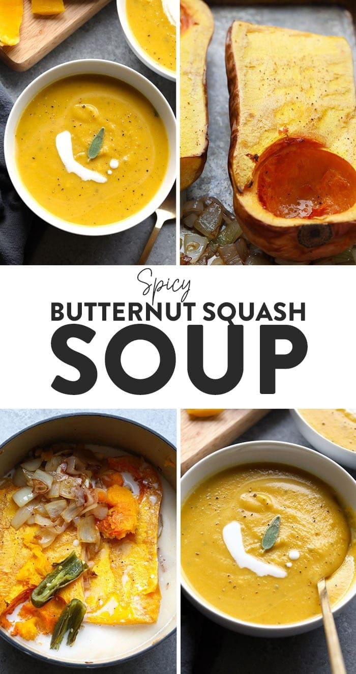 Spicy Roasted Butternut Squash Soup (naturally vegan!) - Fit Foodie Finds