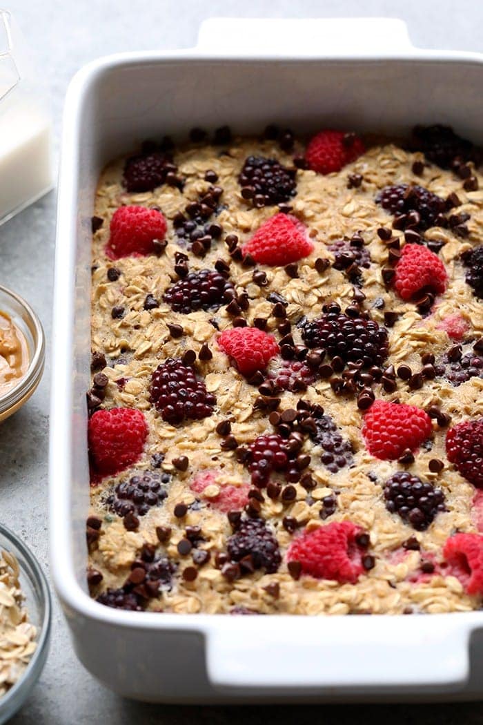 baked oatmeal in casserole dish