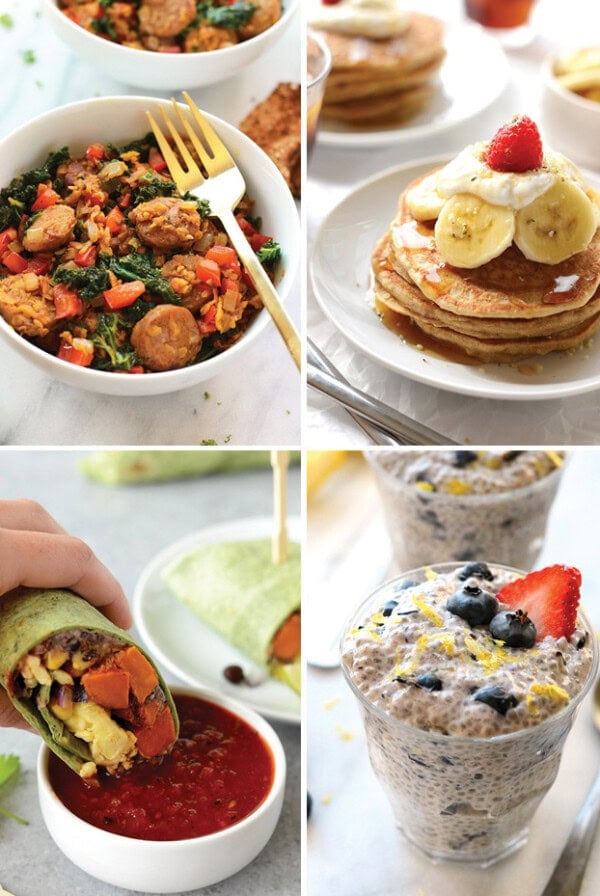 A collage of the best breakfast and lunch meal prep recipes.