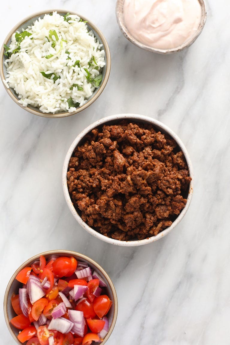 Beef Taco Bowls (healthy meal-prep!) - Fit Foodie Finds