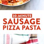 Looking for a pre-race carbo load? You've come to the right place! This Sausage Pizza Pasta is made in just 30-minutes using just 8 simple and healthy ingredients. We've stripped a sausage pizza and turned it into a delicious healthy sausage pizza pasta that's gluten-free friendly!