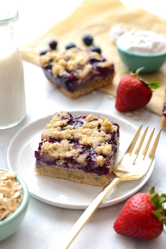 Triple Berry Crumble Bars (Gluten Free!) - Fit Foodie Finds