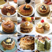 a collage of pictures of different types of healthy pancakes.