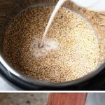 Instant Pot Steel Cut Oats are being cooked in a pot.
