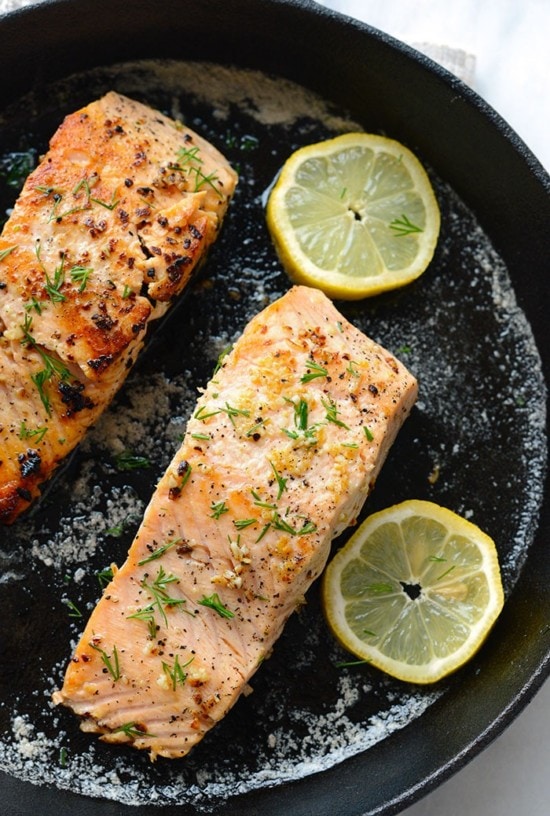 Pan Seared Salmon (with butter & lemon!) - Fit Foodie Finds