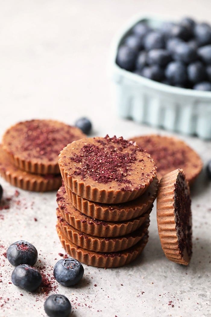 A stack of nut butter cups. 