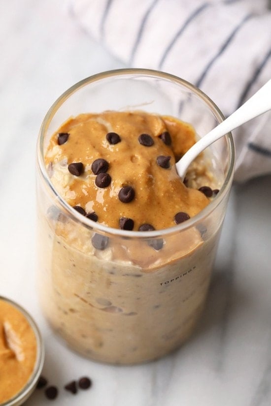 Peanut Butter Cookie Dough Overnight Oats - Fit Foodie Finds